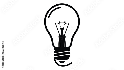 A simple black and white drawing of a light bulb isolated on white background, Vector