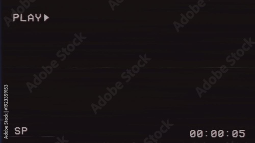VCR Play Button TV Screen Overlay – Retro VHS Glitch Effect 4K