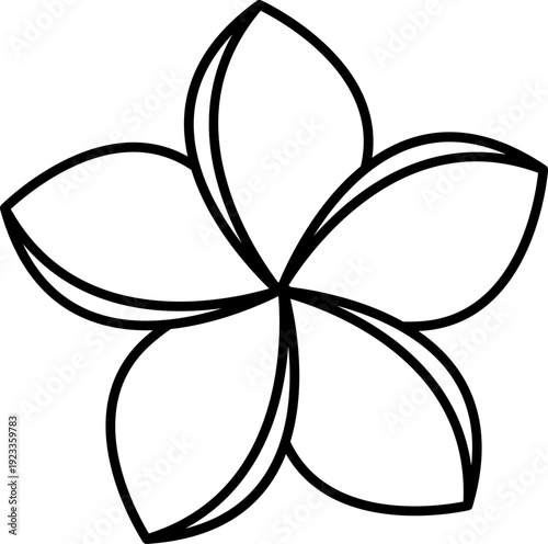 Frangipani Plumeria Flower Outline Illustration