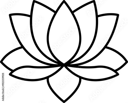 Lotus Flower Bloom Outline Vector Illustration