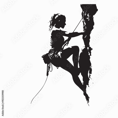 Woman Rock Climber Extreme Sports Vector Illustration on White Background