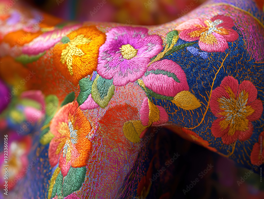 Obraz premium A Close-Up View of Prayer Shawl Embroidery Featuring Sparkling Effects