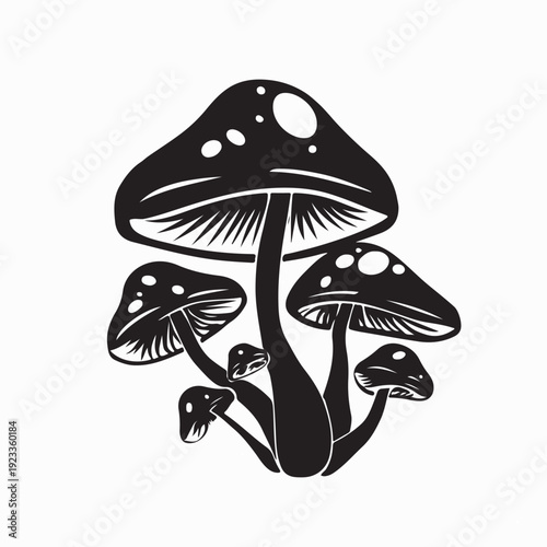 Mushrooms Logo Design Natural Farm Vector Art on White Background