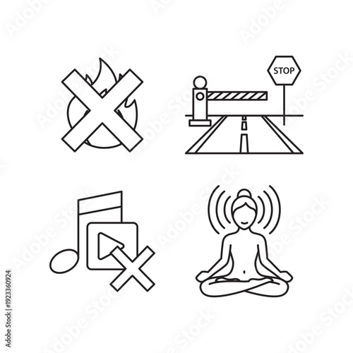 Nyepi Silence Rules Icons No Fire Travel Work Entertainment