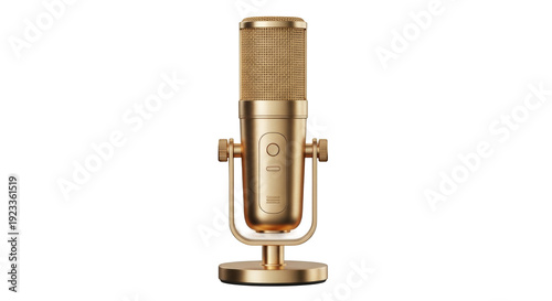Wallpaper Mural Gold Microphone and Stand Set Against Clean White Background for Professional Audio Torontodigital.ca