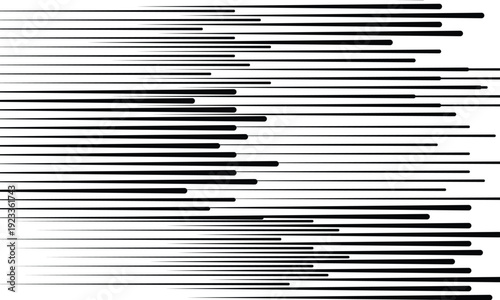 Horizontal speed lines for comic books. Abstract background. A striking pattern of parallel lines in black and white.. 