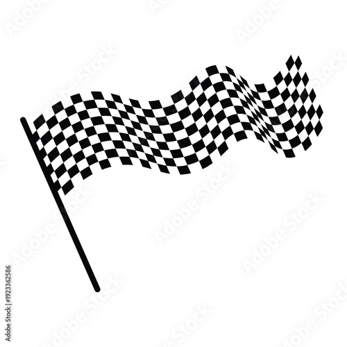 Dynamic waving checkered flag, motorsport race finish banner for competition branding, event promotion and automotive design. Vector illustration
