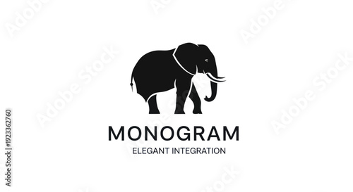 Monogram Elephant Logo Design - Elegant Graphic Symbol