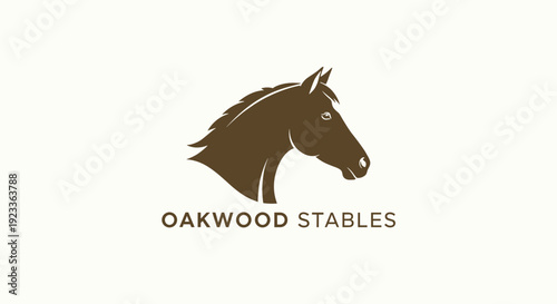 Brown Horse Head Logo Design Illustration.