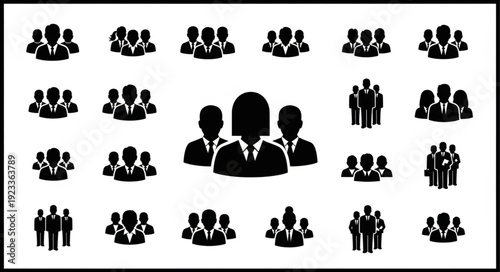 Collection of business people icons representing teamwork and collaboration.