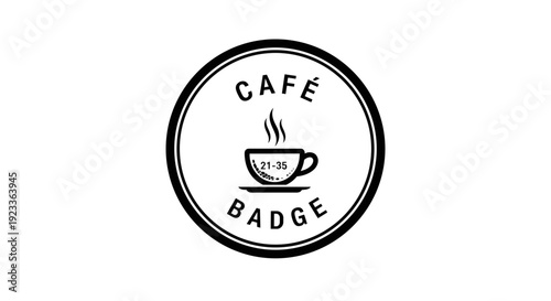 Cafe Badge Logo with Coffee Cup.
