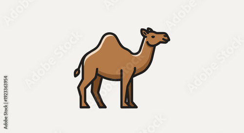 Camel Standing Alone in Simple Illustration.