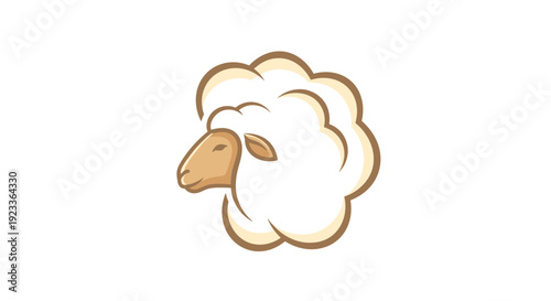 Cartoon Sheep Illustration with White Fur.