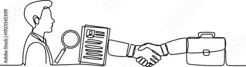 Continuous one line drawing Job search, recruiting, hiring concept.one line vector illustration with out Background