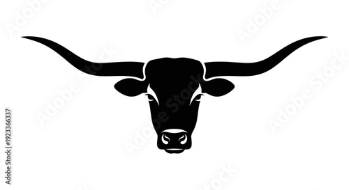Texas Longhorn Silhouette, Iconic Bull Head with Long Horns