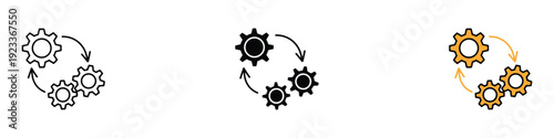 Mechanical process synchronization icon vector. Automated system workflow, engineering technical maintenance, and machinery operation symbol. Vector Illustration.