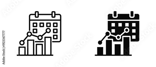 Revenue Forecast icon set with style outline and solid. vector simple elements for design and presentation.