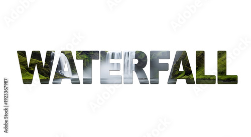 Wallpaper Mural Fresh nature concept with cascading water and mist inside bold uppercase letters. Torontodigital.ca