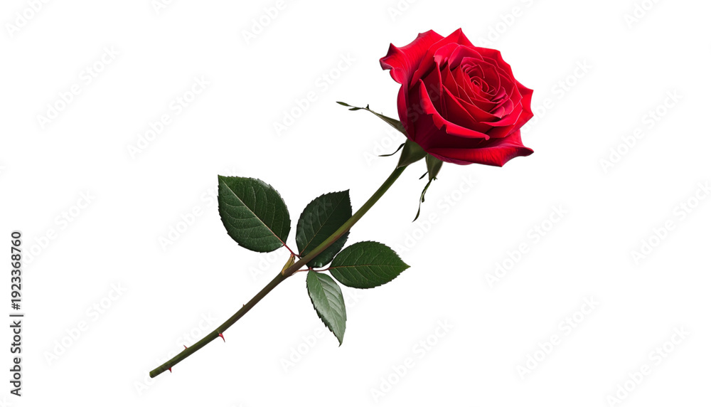 Fototapeta premium A solitary vibrant crimson bloom, a classic symbol of enduring love and profound natural beauty