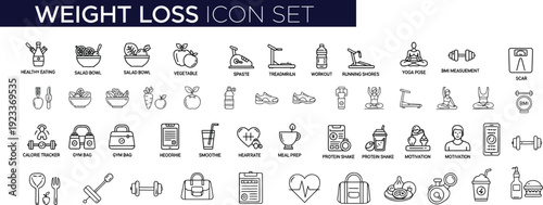 Diet Plan and Fitness Tracking Minimal Icon Pack