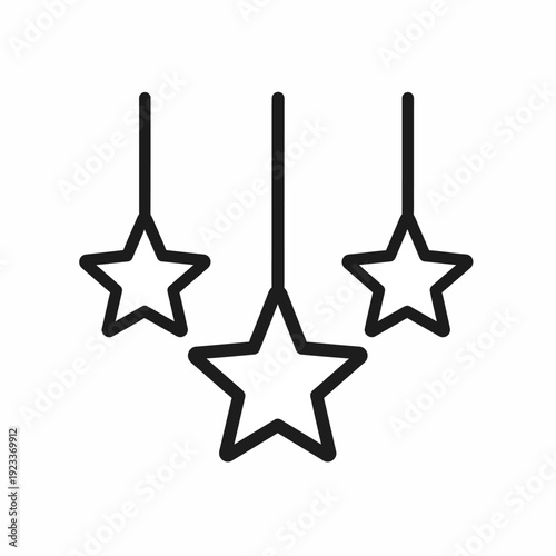 Simple Line Art of Three Hanging Stars.