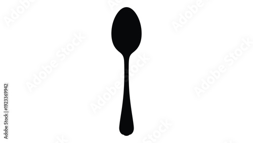 A single black spoon on a white background isolated on white background, Vector