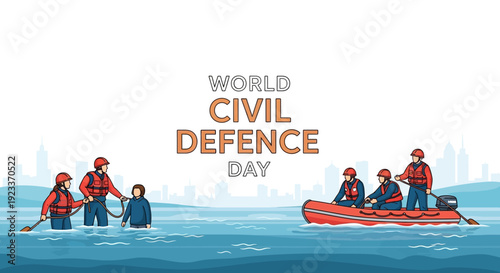 People in emergency management and civil protection working together on World Civil Defence Day to ensure public safety and disaster preparedness.