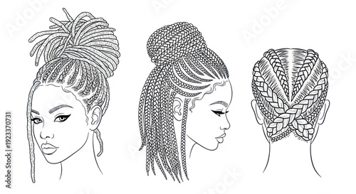 African Braids Hairstyles: Three Views of Black Woman's Hair