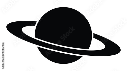 A black and white image of the planet saturn isolated on white background, Vector