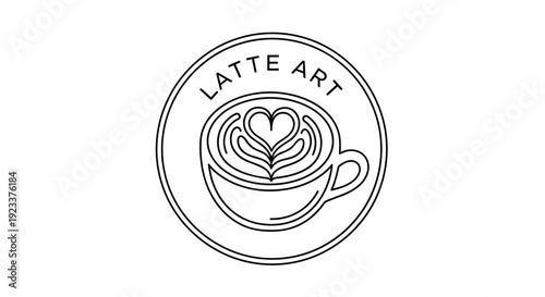 Simple Latte Art Coffee Cup Illustration.