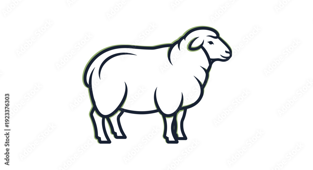 Fototapeta premium Simple Line Drawing of Sheep Standing.