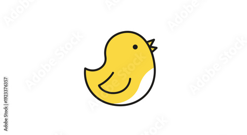 Smiling Yellow Cartoon Bird Character Illustration.