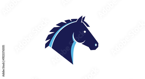 Stylized Dark Blue Horse Head Illustration.