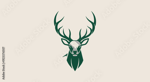 Stylized Deer Head with Antlers Illustration.