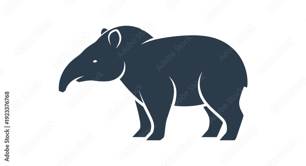Fototapeta premium Tapir Animal Wildlife Mammal Illustration Graphic.