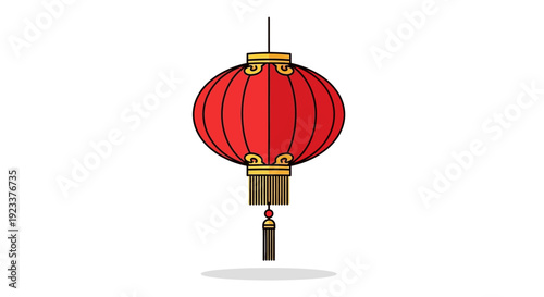 A vibrant red Chinese lantern, symbolizing good fortune and celebration during the Lantern Festival, hangs suspended, casting a warm glow