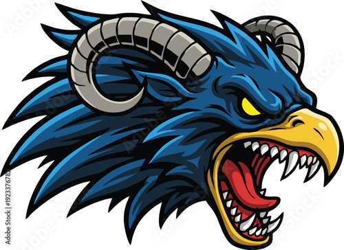 Wallpaper Mural  “Asian Dragon Head Illustration – Mythical Creature Mascot, Fantasy Dragon Tattoo Style Vector Design” Torontodigital.ca