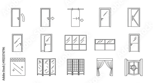 Collection of various door and window designs and types.