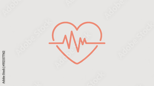 Heart rate monitor icon with ecg line in orange on gray background symbolizing health and wellness