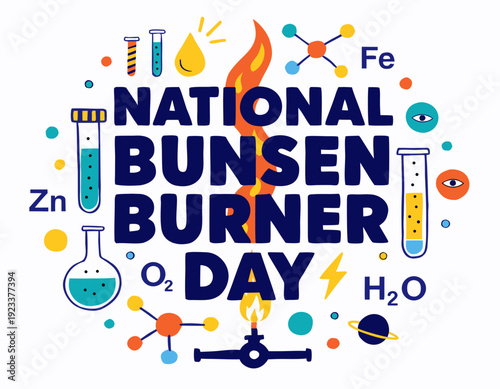 Bunsen Burner Vector, National Science Lab Equipment Celebration Illustration