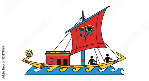 Viking Longship Sailing on the Ocean.