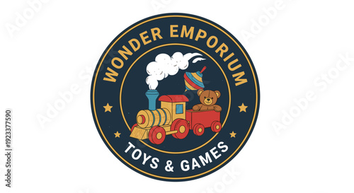 Vintage Toy Train Logo Design Element.