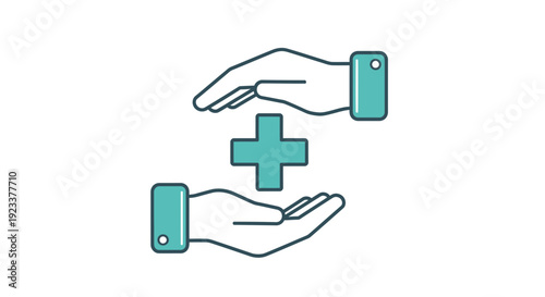 Medical Care and Health Protection Concept with Hands and Cross Icon
