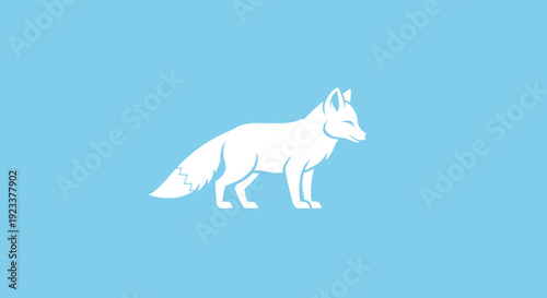 White Fox Illustration Side Profile Standing.