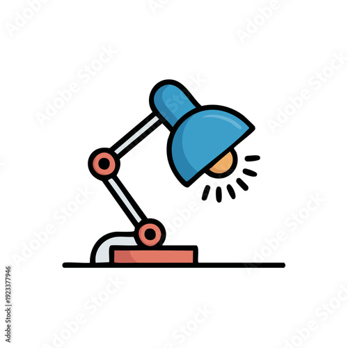 Blue Desk Lamp Illustration.