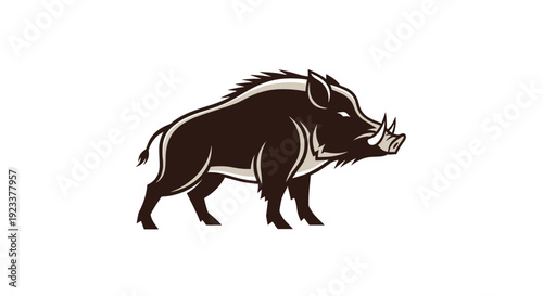 Wild Boar Silhouette Vector Illustration.