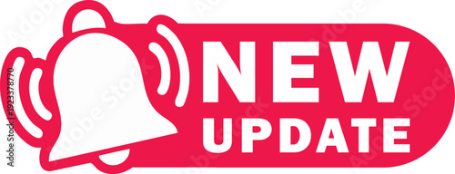 New update notification icon with bell symbol modern alert badge for app or website isolated on white background
