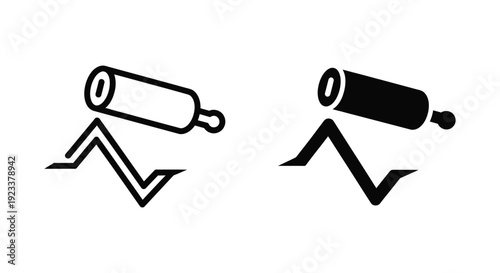 Professional rolling pin icons in outline and solid silhouette styles for bakery branding, cooking tutorials, and pastry dough preparation concepts