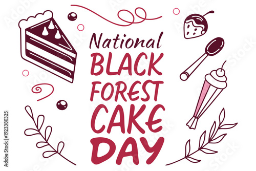 Black Forest Cake Food Vector Illustration, National Cake Holiday Design