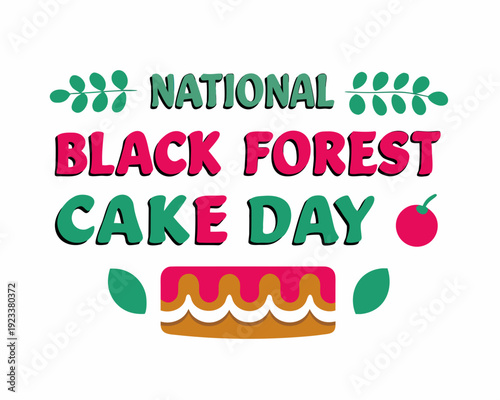 Black Forest Cake Vector, National Dessert Celebration Illustration